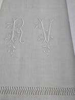 Drap avec monogramme RV - Drap de lit - 292 cm - 183 cm