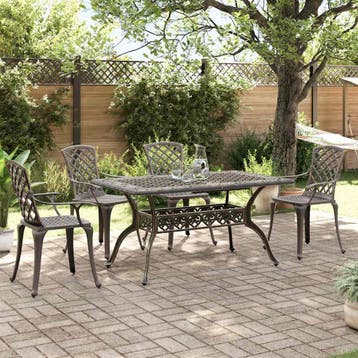 vidaXL 5-delige Tuinset gegoten aluminium bronskleurig, Verzenden, Nieuw, Tuinset