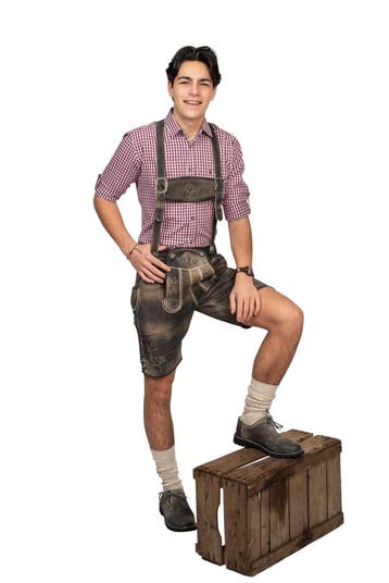 Korte lederhose sandbraun antique, Verzenden