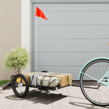 vidaXL Fietstrailer 126x63x34 cm ijzer zwart, Fietsen en Brommers, Verzenden, Nieuw
