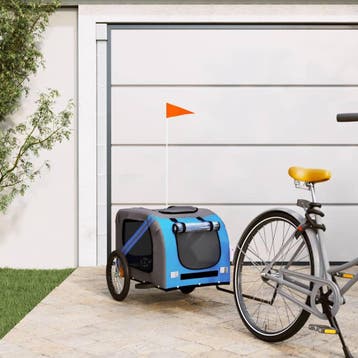 vidaXL Hondenfietstrailer oxford stof en ijzer blauw en, Verzenden