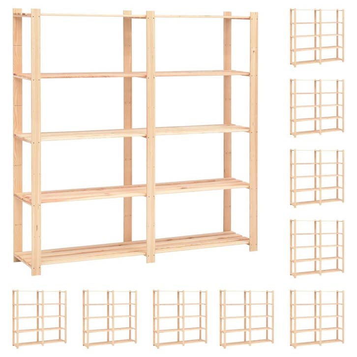 vidaXL Opbergrekken 5-laags 10 st 170x38x170 cm grenenhout, Huis en Inrichting, Kasten | Stellingkasten, Nieuw, Verzenden