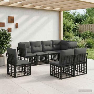 vidaXL Buiten bank set Zwart Polyester, Tuin en Terras, Verzenden, Nieuw