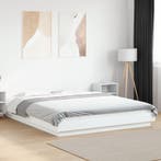 vidaXL Bedframe met LED-verlichting bewerkt hout wit 160x200, Verzenden, Nieuw