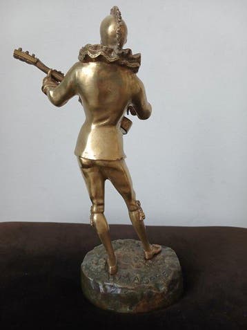 Figurine - Pierrot met mandoline - Bronze