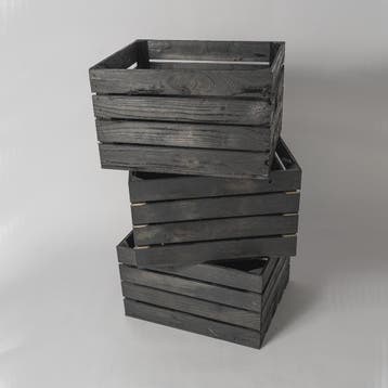Nieuwe houten fruitkisten 50x40x30cm - zwart - opbergkist, Minder dan 50 cm, Verzenden, Nieuw, Minder dan 50 cm