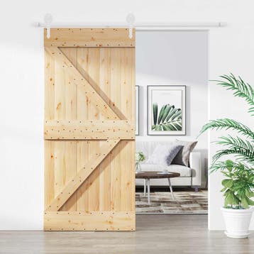 vidaXL Schuifdeur 95 x 210 cm Massief Pine Hout, Doe-het-zelf en Bouw, Verzenden, Nieuw