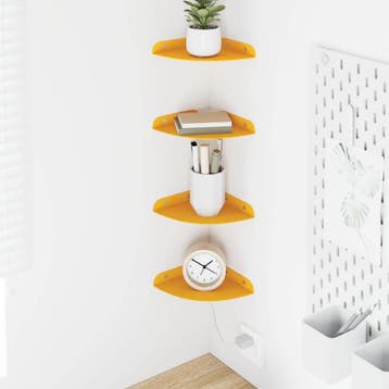 vidaXL Hoek Plank 4 st Mosterdgeel 15 x 15 x 2 cm, Verzenden