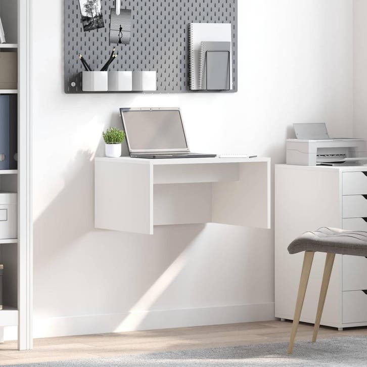 vidaXL Aan de muur bevestigd bureau Wit Bewerkt hout 60 x 45, Huis en Inrichting, Bureaus, Nieuw, Verzenden