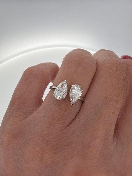 Zonder minimumprijs - Ring - 14 karaat Witgoud - 2.06ct. tw., Handtassen en Accessoires, Ringen
