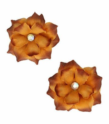 Haarspeld Duckklemmen 6cm – Bloemvorm met Steentje – Bruin –