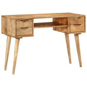 vidaXL Bureau met lades 110x47x76 cm massief mangohout, Huis en Inrichting, Bureaus, Verzenden, Nieuw