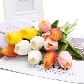 Kunst Boeket - Tulpen Zijden Bloemen Tulp Luxe Boeketten, Verzenden, Nieuw