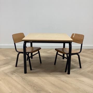 complete schoolset Marko 20 stoelen + 10 tafels, blauw -, Huis en Inrichting, Stoelen, Gebruikt, Blauw, Hout