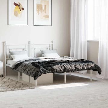 vidaXL Bedframe met hoofdbord metaal wit 160x200 cm, Verzenden, Nieuw
