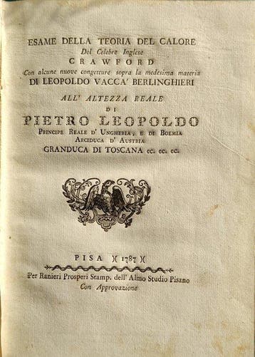 Vaccà Berlinghieri - Esame della teoria del calore di