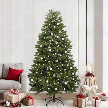 vidaXL Kunstkerstboom 240 cm 300 LEDs Warmwit PVC en Staal, Verzenden, Nieuw
