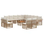 vidaXL Buiten bank set 14 pcs Natuurlijk en Crème Wit, Verzenden