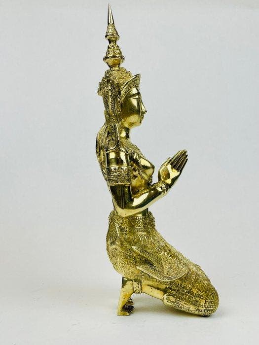 Beeld, Thepanom tempelbeeld - 33 cm - Gegoten messing, Antiek en Kunst, Kunst | Designobjecten