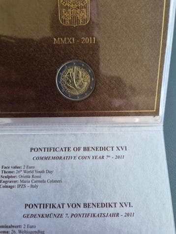 Vaticaan. 2 Euro 2011/2023 (5 coins) (Zonder minimumprijs)