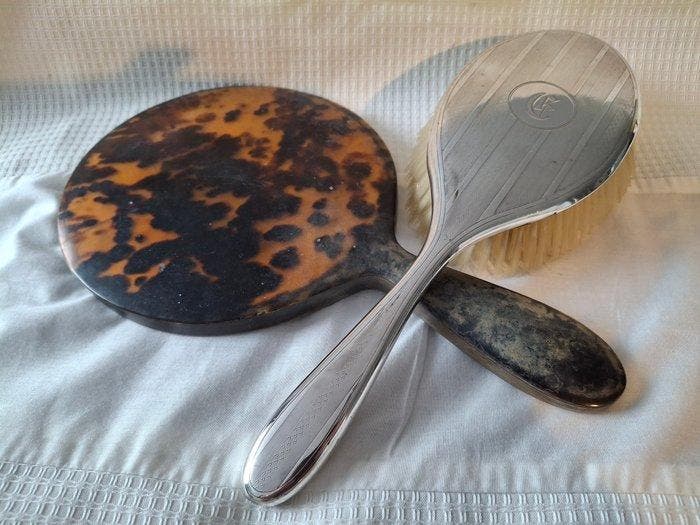Ensemble coiffeuse (2) - Brosse de coiffeuse, argent de, Antiquités & Art, Antiquités | Argent & Or