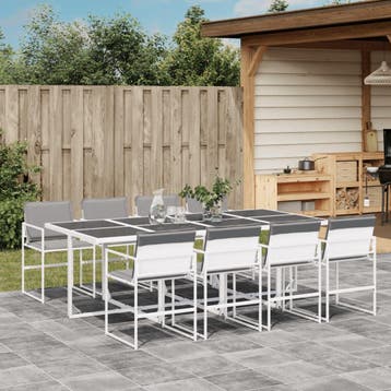 vidaXL 9-delige Tuinset met kussens textileen wit, Verzenden, Tuinset