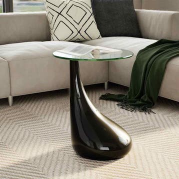 vidaXL Salontafel met rond glazen tafelblad hoogglans zwart, Verzenden