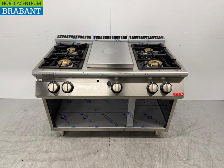 RVS Gastro-M 4 Pits Fornuis met Doorkookplaat 120 cm GAS, Zakelijke goederen, Horeca | Keukenapparatuur, Ophalen of Verzenden