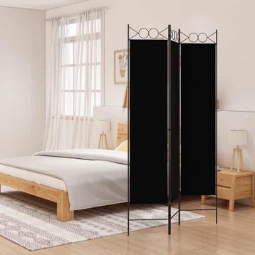vidaXL Kamerscherm met 3 panelen 120x200 cm stof zwart, Verzenden, Nieuw