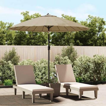vidaXL Parasol met aluminium paal 250 cm taupe, Tuin en Terras, Verzenden, Nieuw