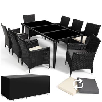 Aluminium wicker zitgroep Menorca 8+1 met beschermhoes, Tuin en Terras, Verzenden, Nieuw