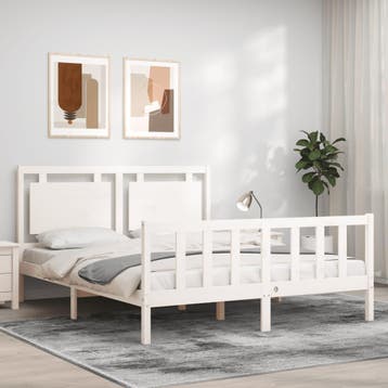 vidaXL Bedframe zonder matras massief grenenhout wit 160x200, Maison & Meubles, Verzenden