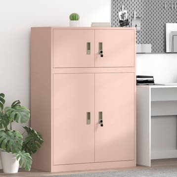 vidaXL Opbergkast 2 st Roze 90 x 40 x 130 cm Staal, Huis en Inrichting, Verzenden, Nieuw