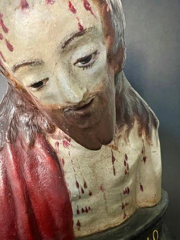 sculptuur, Ecce Homo - XVIIIème - 26 cm - Papier-maché