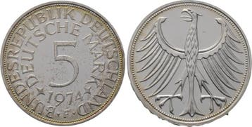 5 duitse Mark 1974 F 5 Mark Kursmunten Bondsrepubliek Dui..., Verzenden