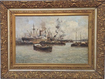 Marinus de Jongere (1912-1977) - Zicht op de Rotterdamse, Antiek en Kunst