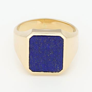 Bague - 14 carats Or jaune - lapis-lazuli