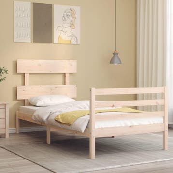 vidaXL Bedframe met hoofdbord massief hout, Verzenden, Nieuw