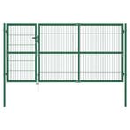 vidaXL Tuinhek met palen 350x140 cm staal groen, Verzenden, Nieuw