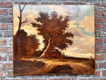 Europese school (XVIII-XIX) - Schilderij met was-zegel van, Antiquités & Art