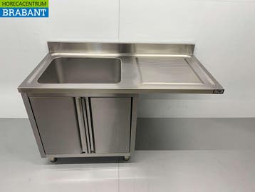 HCB RVS Spoeltafel Spoelbak klapdeuren Premium-line 140 cm, Ophalen of Verzenden