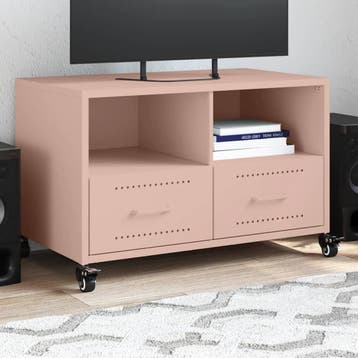 vidaXL Tv-meubel 68x39x43,5 cm staal roze, Verzenden, Nieuw