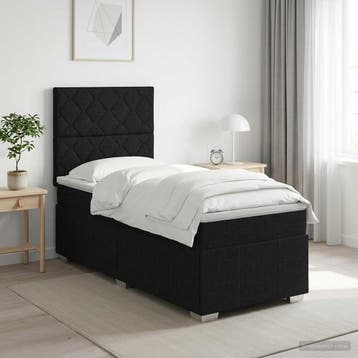 vidaXL Boxspringbed met matras met hoofdeinde Zwart 90 x 200, Verzenden