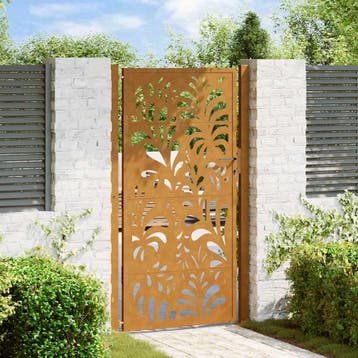 vidaXL Poort met golfontwerp 100x200 cm weervast staal, Verzenden, Nieuw