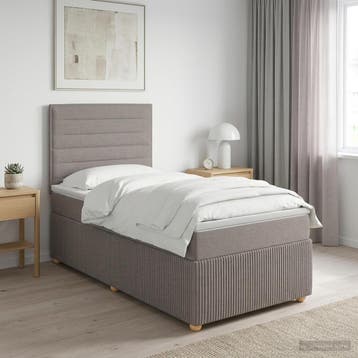 vidaXL Boxspringbed met matras met hoofdeinde Taupe 90 x 200, Verzenden