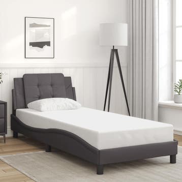 vidaXL Bedframe zonder matras Zadar kunstleer grijs 90x190, Verzenden