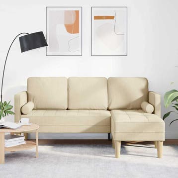 vidaXL bank / zetelstel met kussen Crème Polyester, Huis en Inrichting, Zetels | Zetels, Verzenden, Nieuw