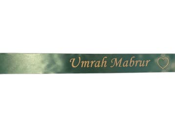 Hadj en umrah boeket hanglint met eigen matgouden opdruk, Nieuw