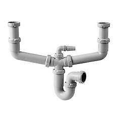 S-50 Dubb.centr. sifon+afsl. mach.aansl. wit 11/2”x40mm, Doe-het-zelf en Bouw, Buizen en Afvoer, Ophalen of Verzenden, Nieuw