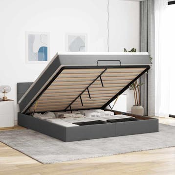 vidaXL Bed poef met matras en LEDs 180x200 cm stof, Verzenden